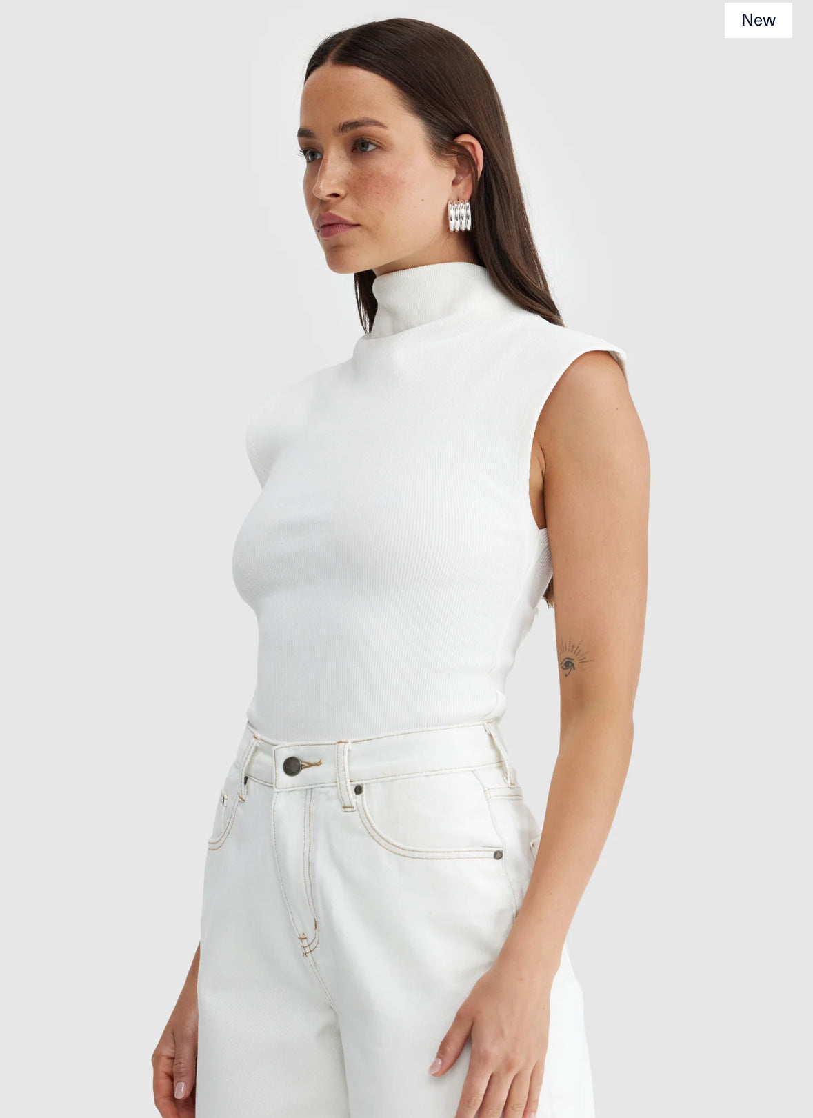 Liv High Neck Rib Top