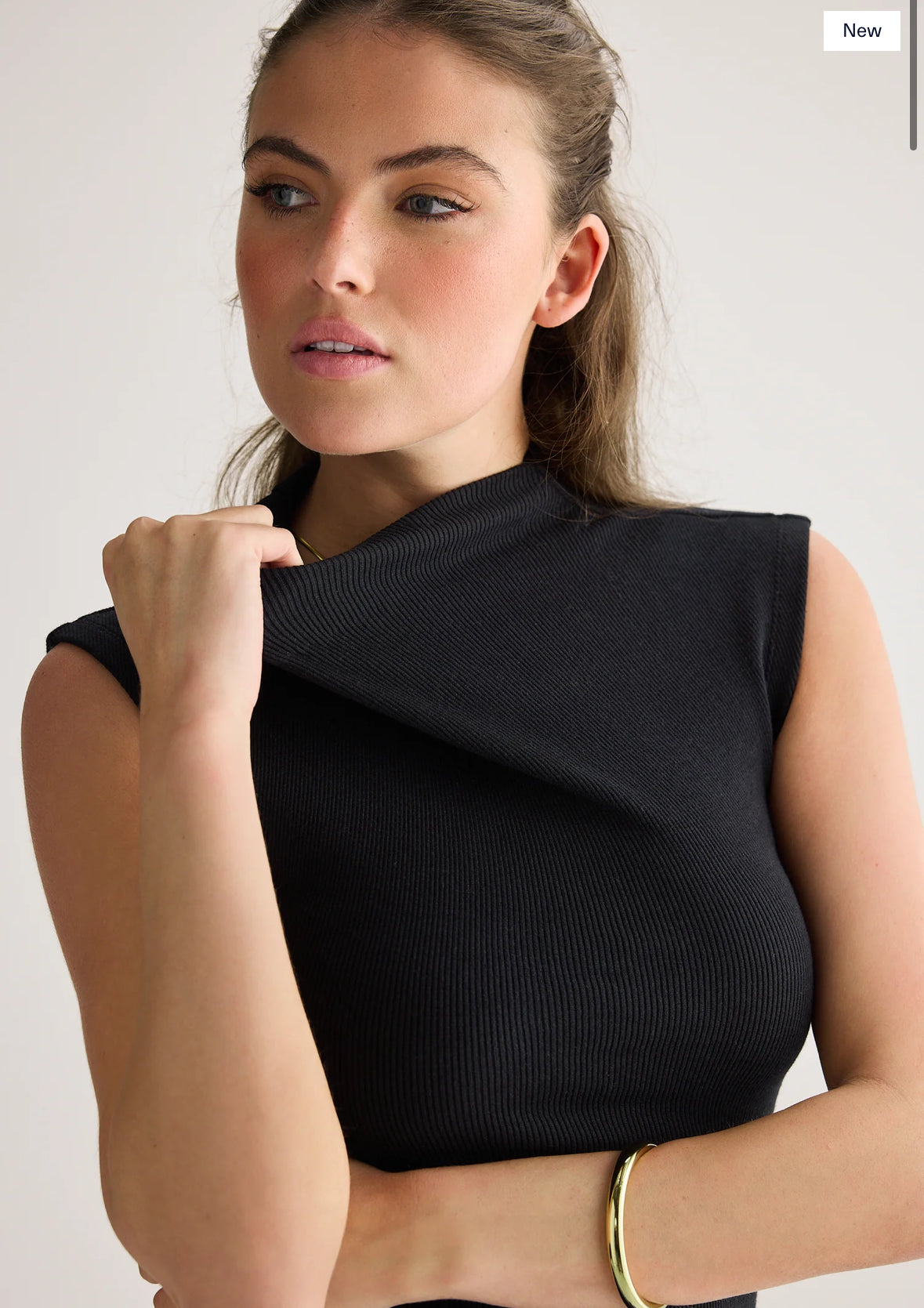 Liv High Neck Rib Top