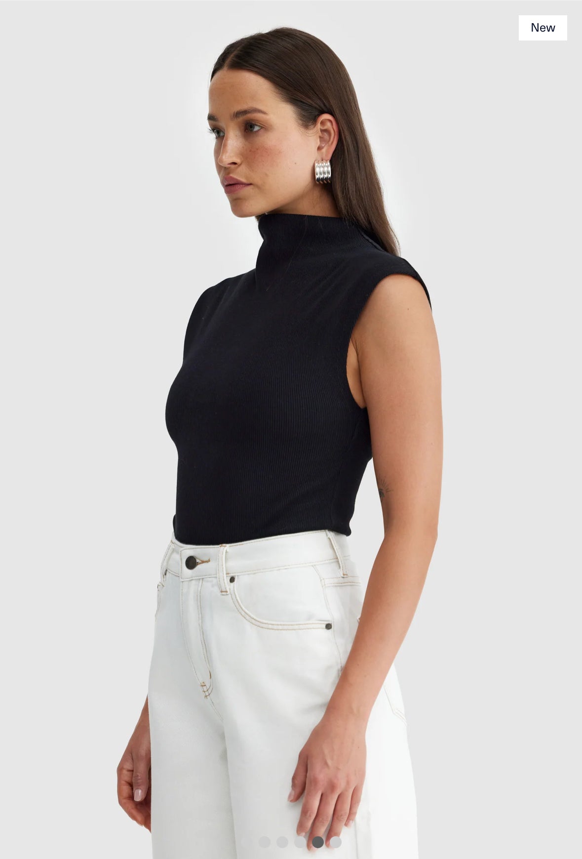 Liv High Neck Rib Top
