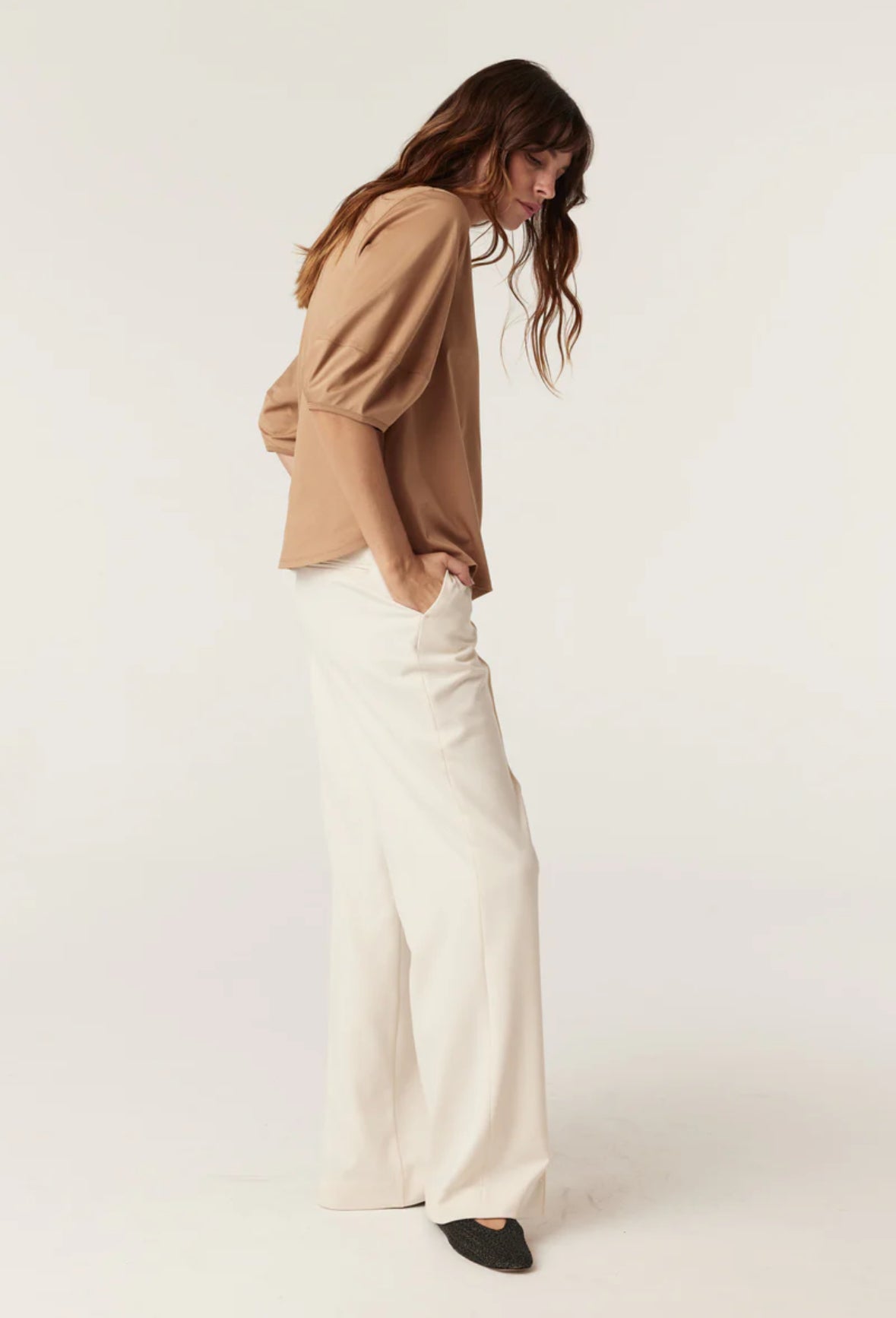 Pima Lantern Sleeve Tee, Camel