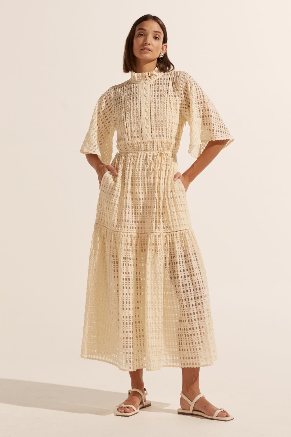 Navigate Dress, Cream Window