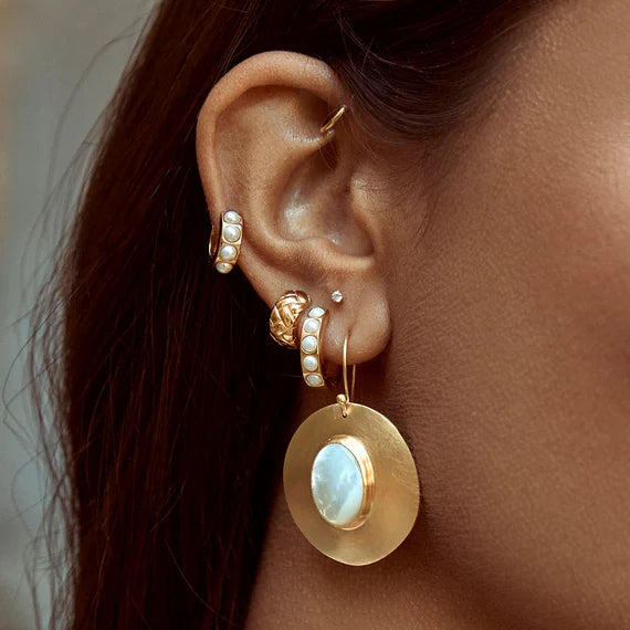 Fairley Crystal Pearl Midi hoops