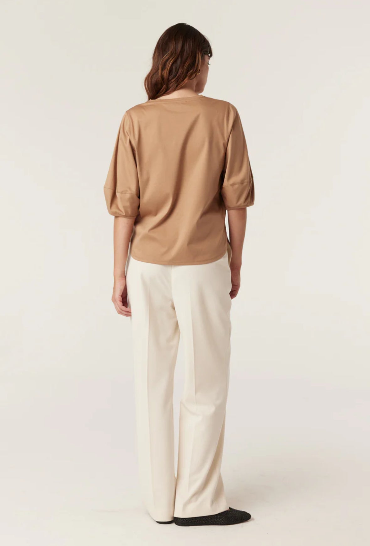 Pima Lantern Sleeve Tee, Camel