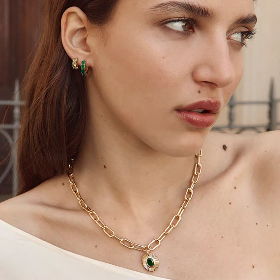 Fairley Green Agate Midi hoops