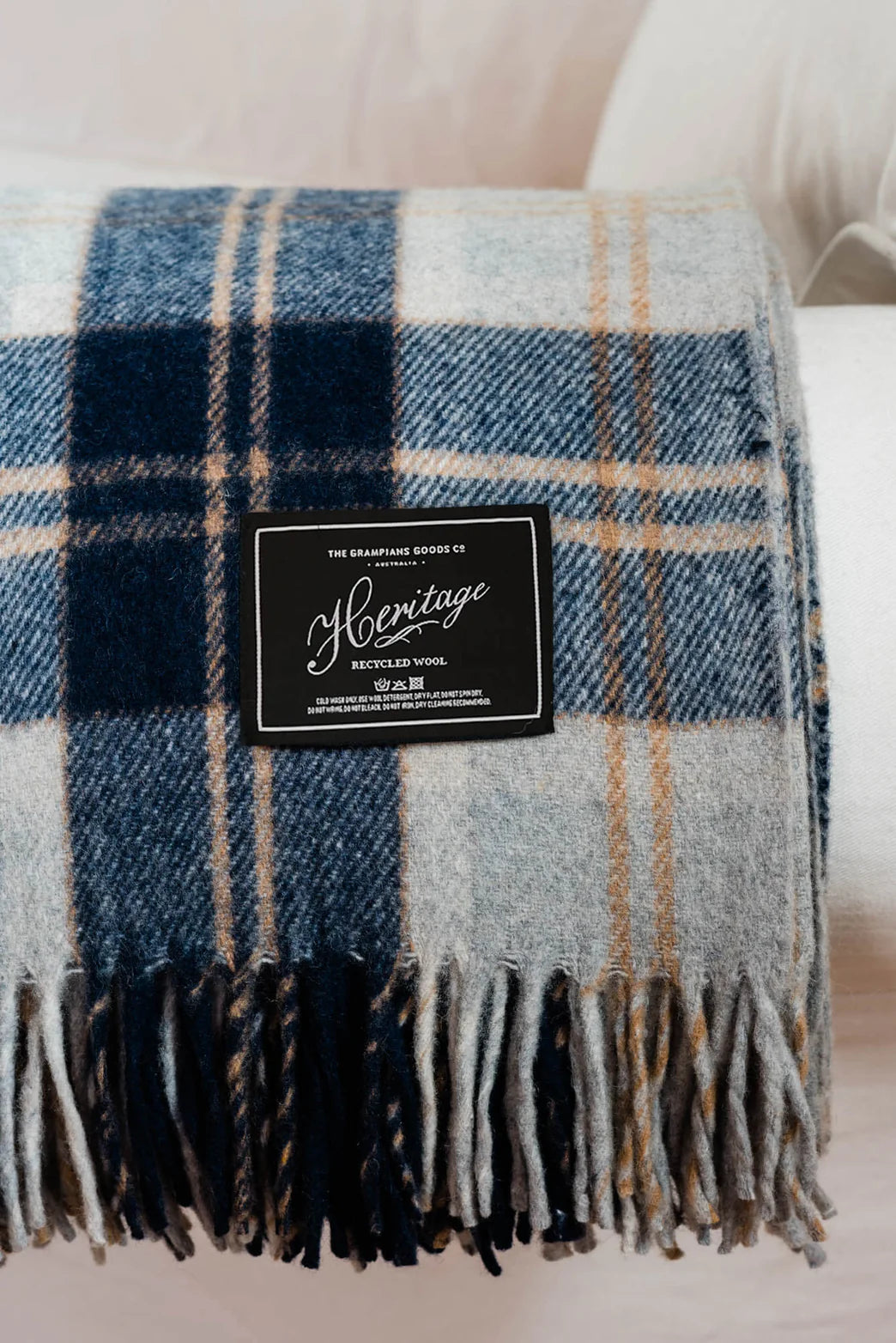 The Grampians Goods Co Heritage Wool Blanket in Navy