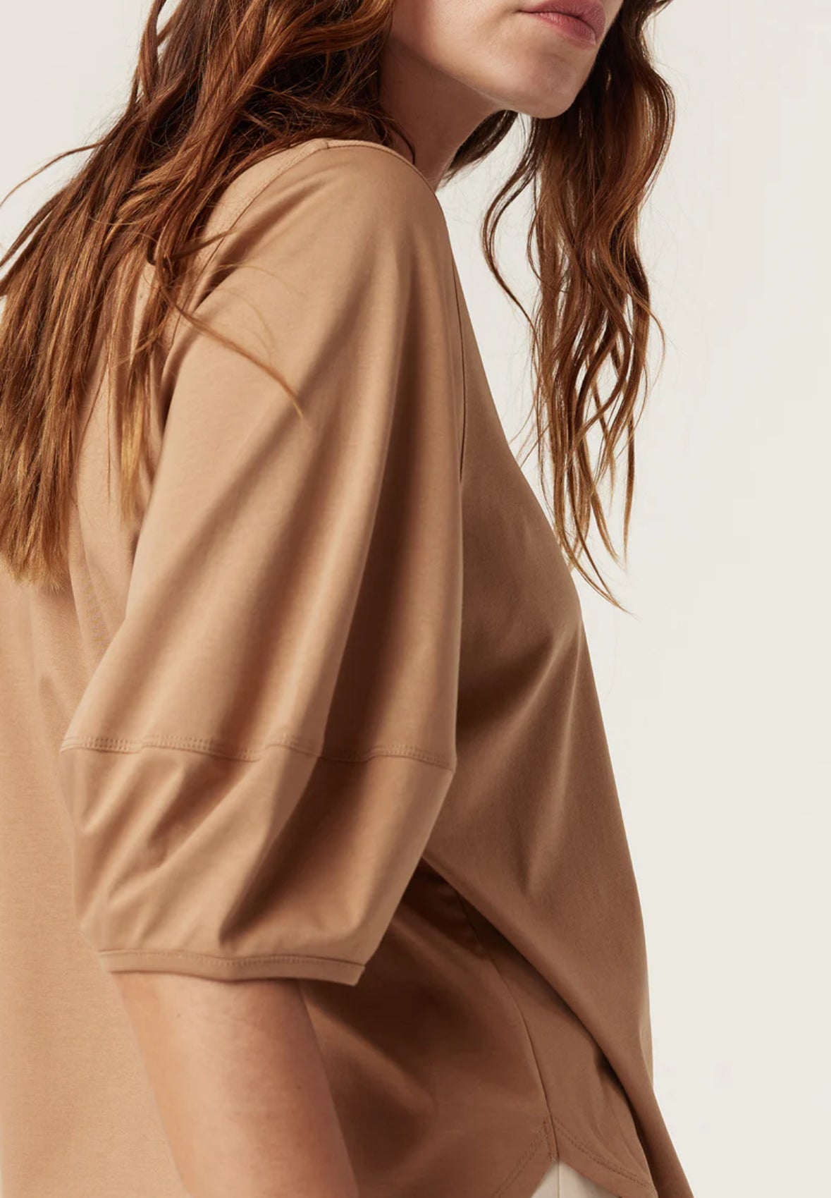 Pima Lantern Sleeve Tee, Camel