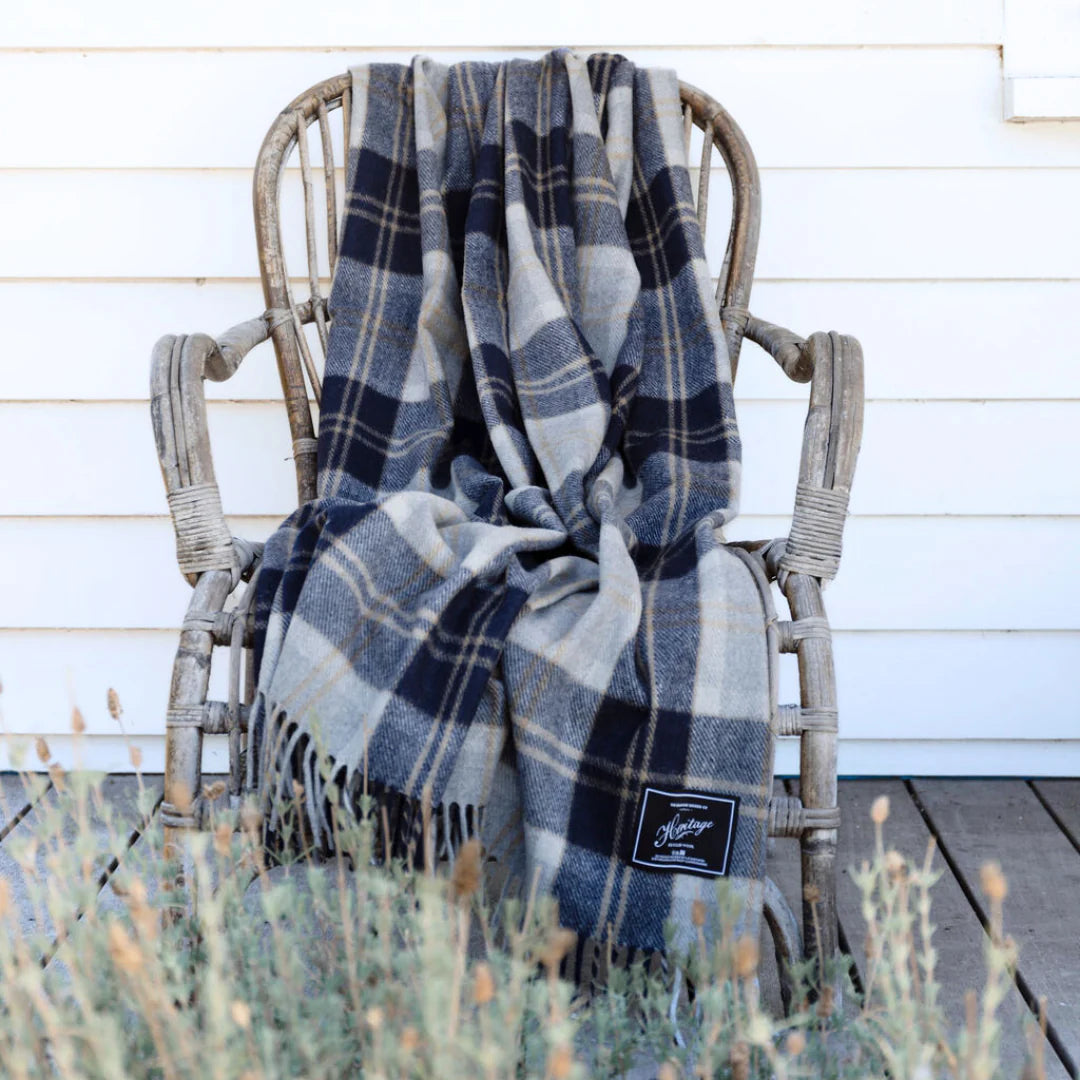 The Grampians Goods Co Heritage Wool Blanket in Navy