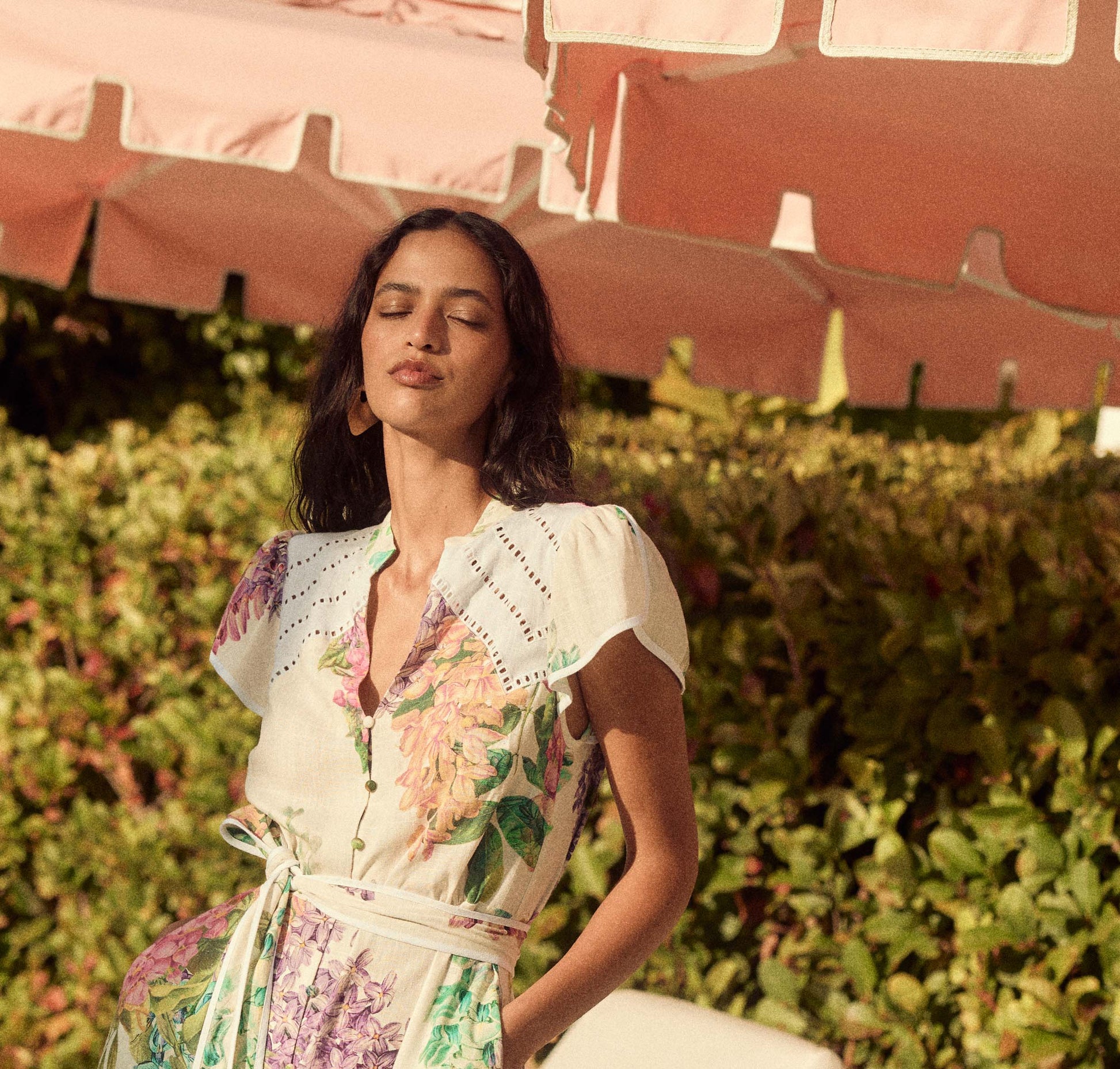 Cristina Linen Dress in Wisteria Alba