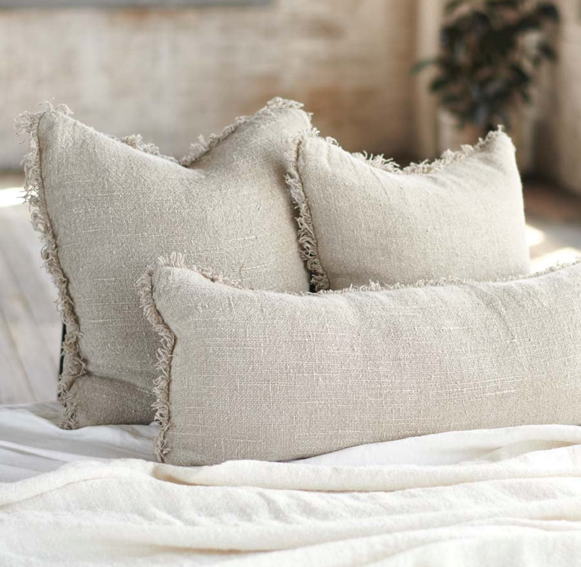 Bedouin Linen Cushion, Natural