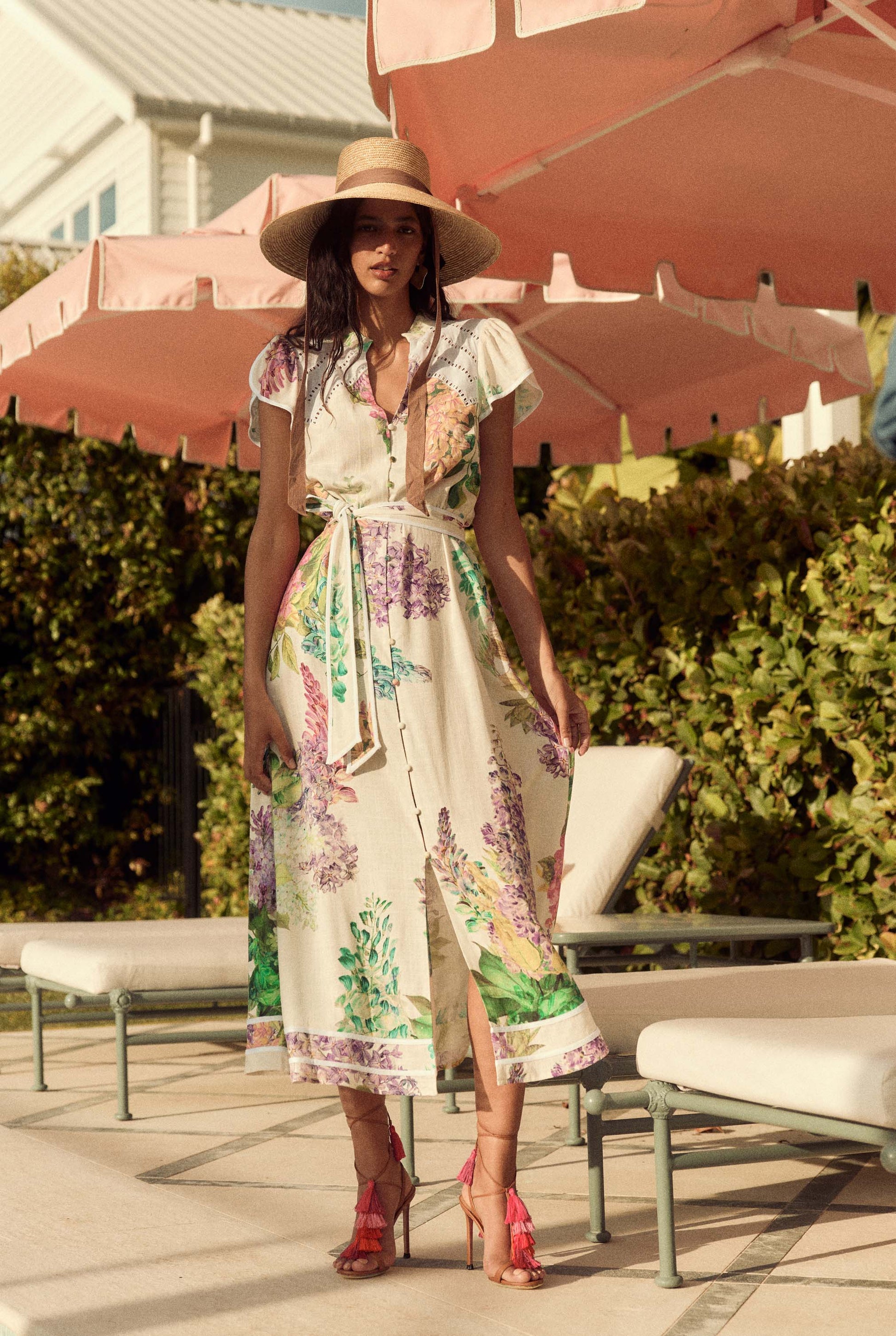 Cristina Linen Dress in Wisteria Alba