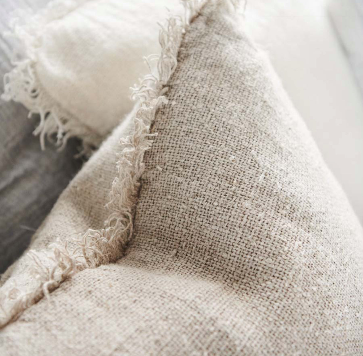 Bedouin Linen Cushion, Natural